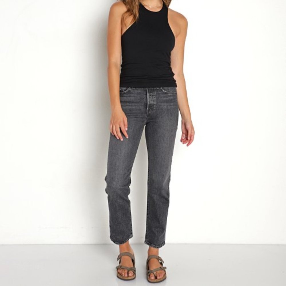 LEVI'S Premium Wedgie Straight Jeans Break A Leg Gray {GG54}